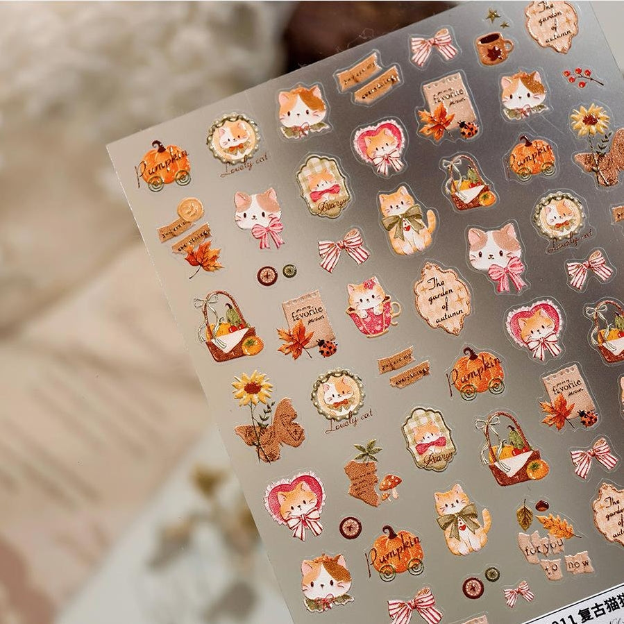 LuLuFun Studio Vintage Kitty Nail Deco Stickers – DIY Manicure Art Decals