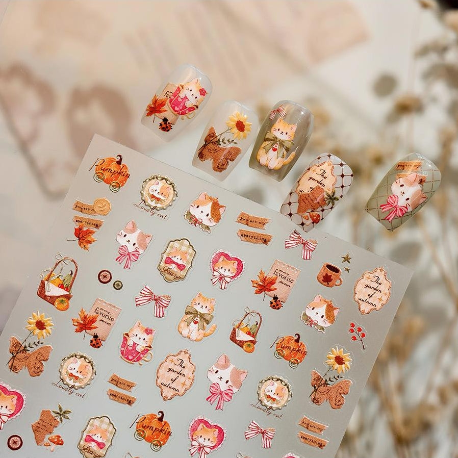 LuLuFun Studio Vintage Kitty Nail Deco Stickers – DIY Manicure Art Decals