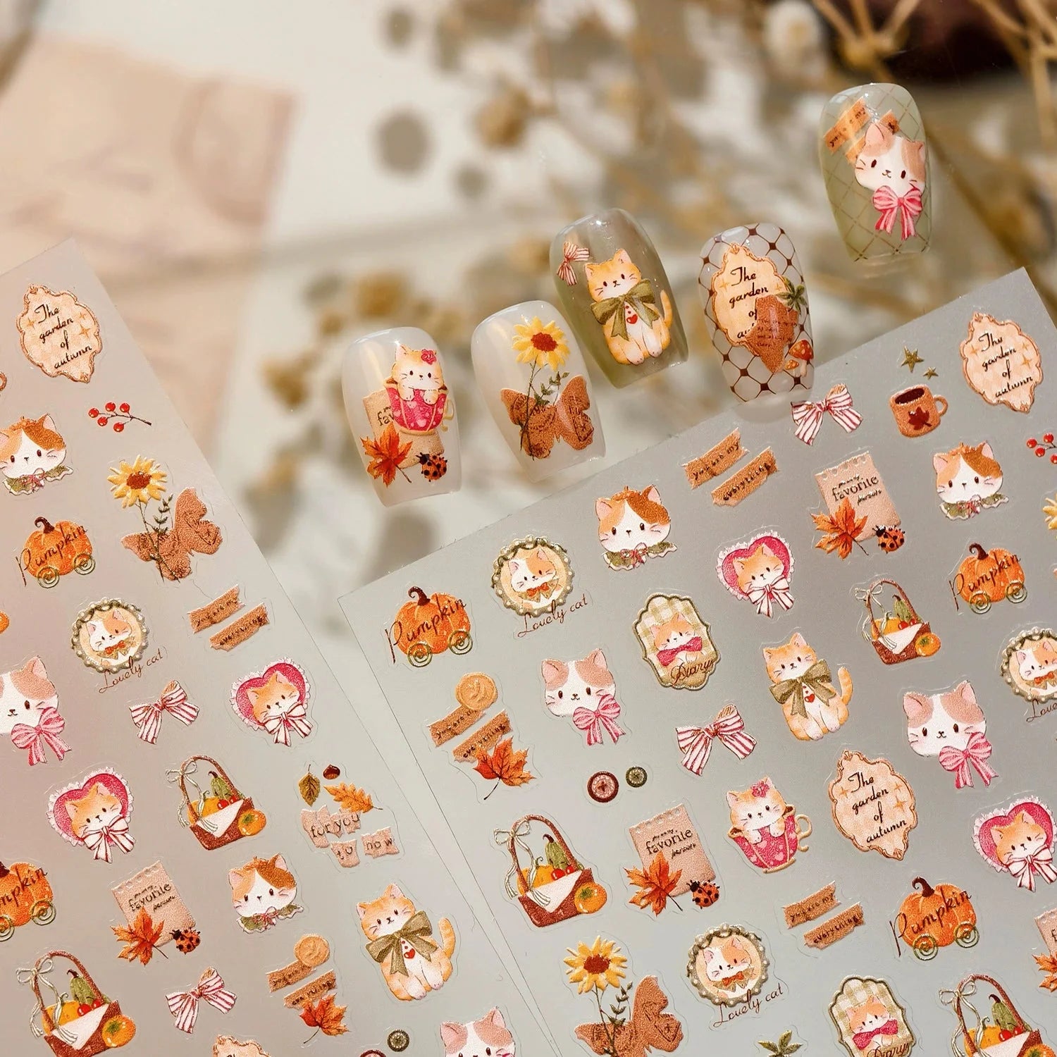 LuLuFun Studio Vintage Kitty Nail Deco Stickers – DIY Manicure Art Decals