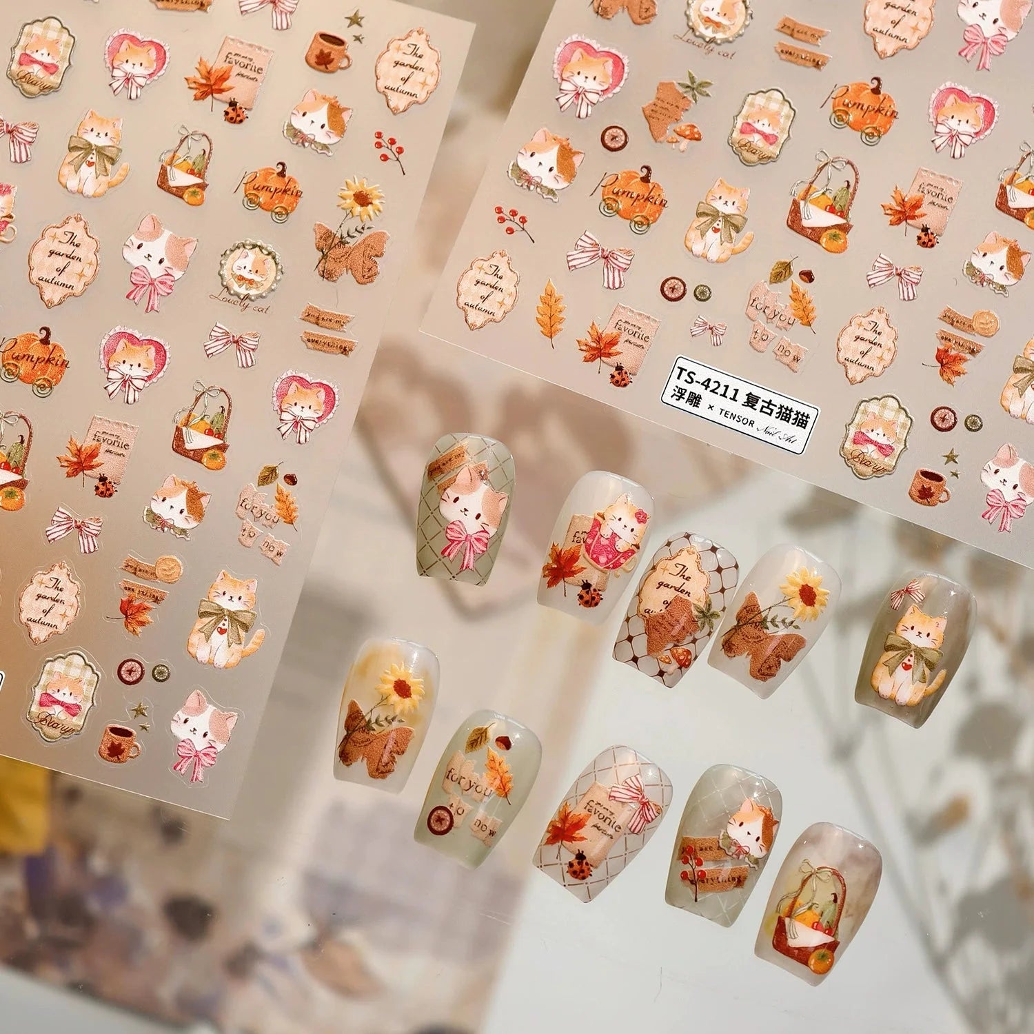 LuLuFun Studio Vintage Kitty Nail Deco Stickers – DIY Manicure Art Decals
