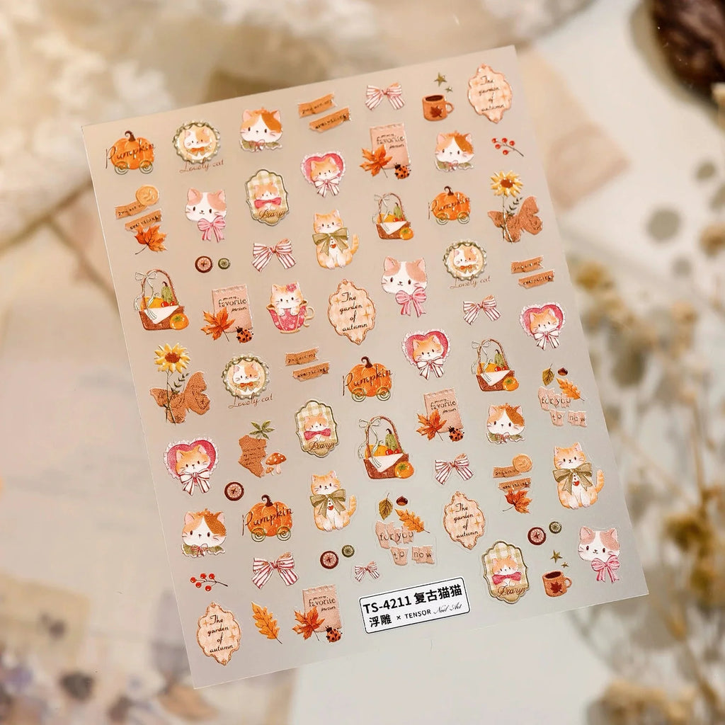 LuLuFun Studio Vintage Kitty Nail Deco Stickers – DIY Manicure Art Decals