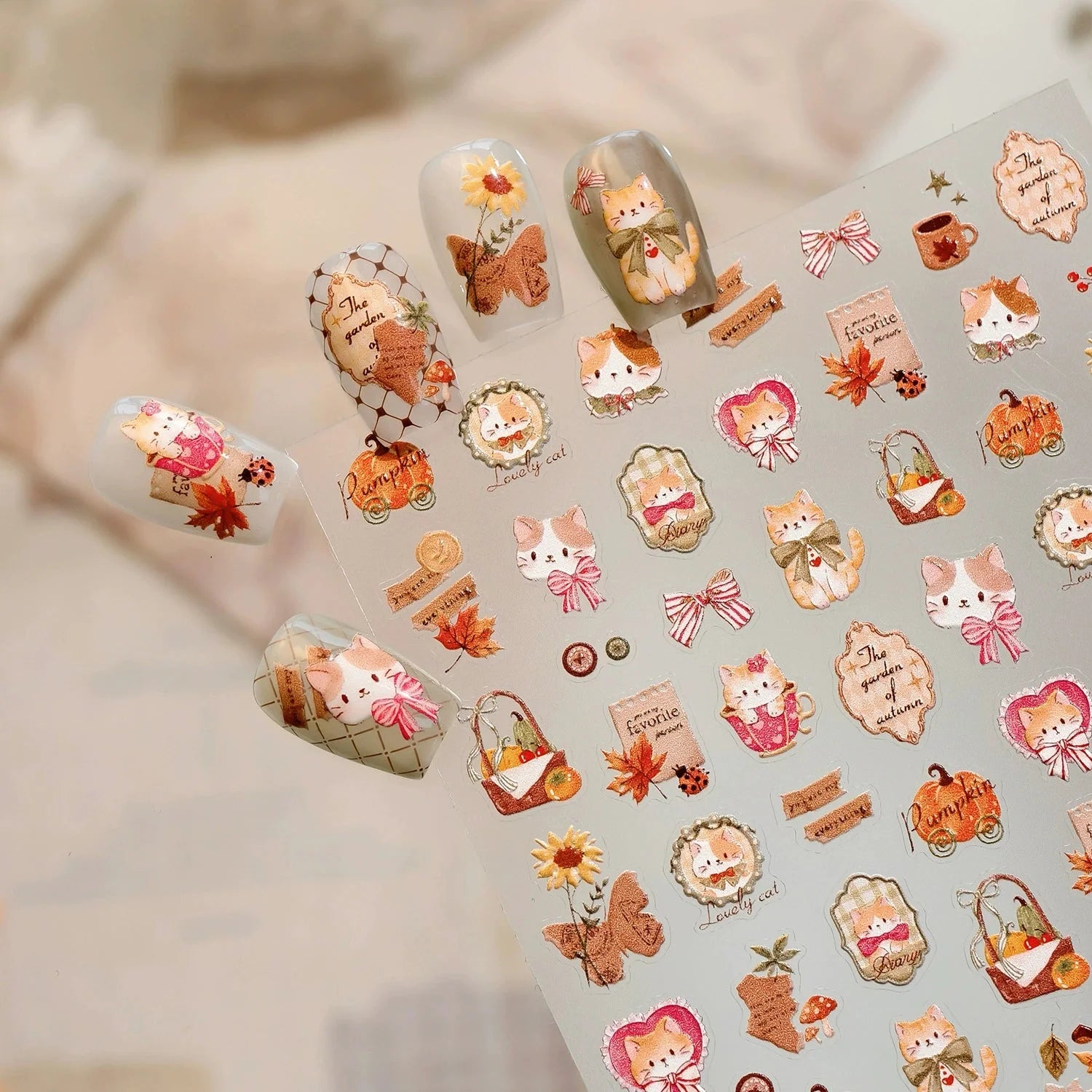 LuLuFun Studio Vintage Kitty Nail Deco Stickers – DIY Manicure Art Decals