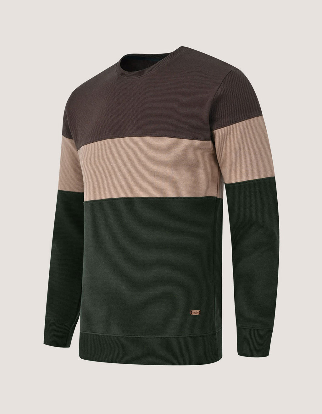 Textured Colour Block Sweatshirt – Brown