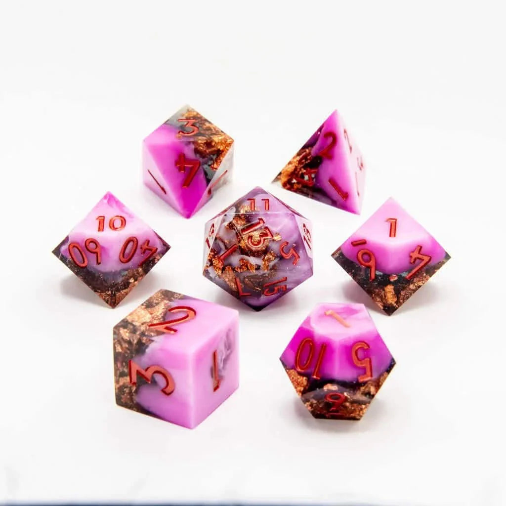 Copper Haze | Sharp Edge Dice | Resin | 7 Piece Set