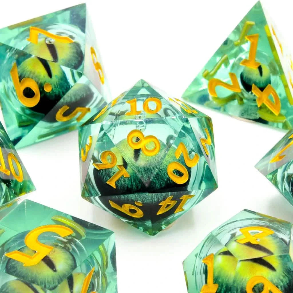 Eye of Envy | Liquid Core Dice | Resin | 7 Piece Set