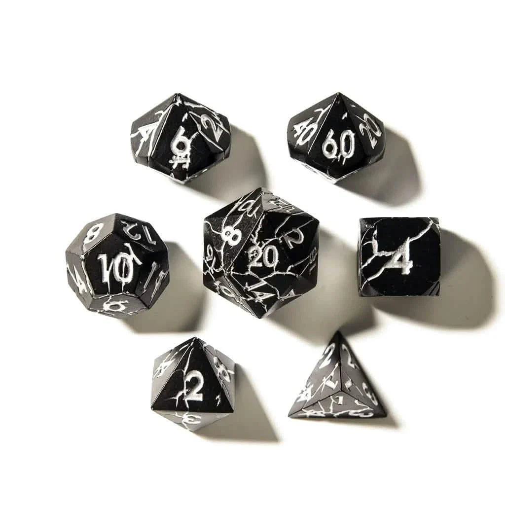 Obsidian Keeper | Solid Metal Dice | 7 Piece Set