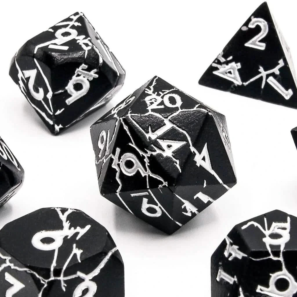 Obsidian Keeper | Solid Metal Dice | 7 Piece Set