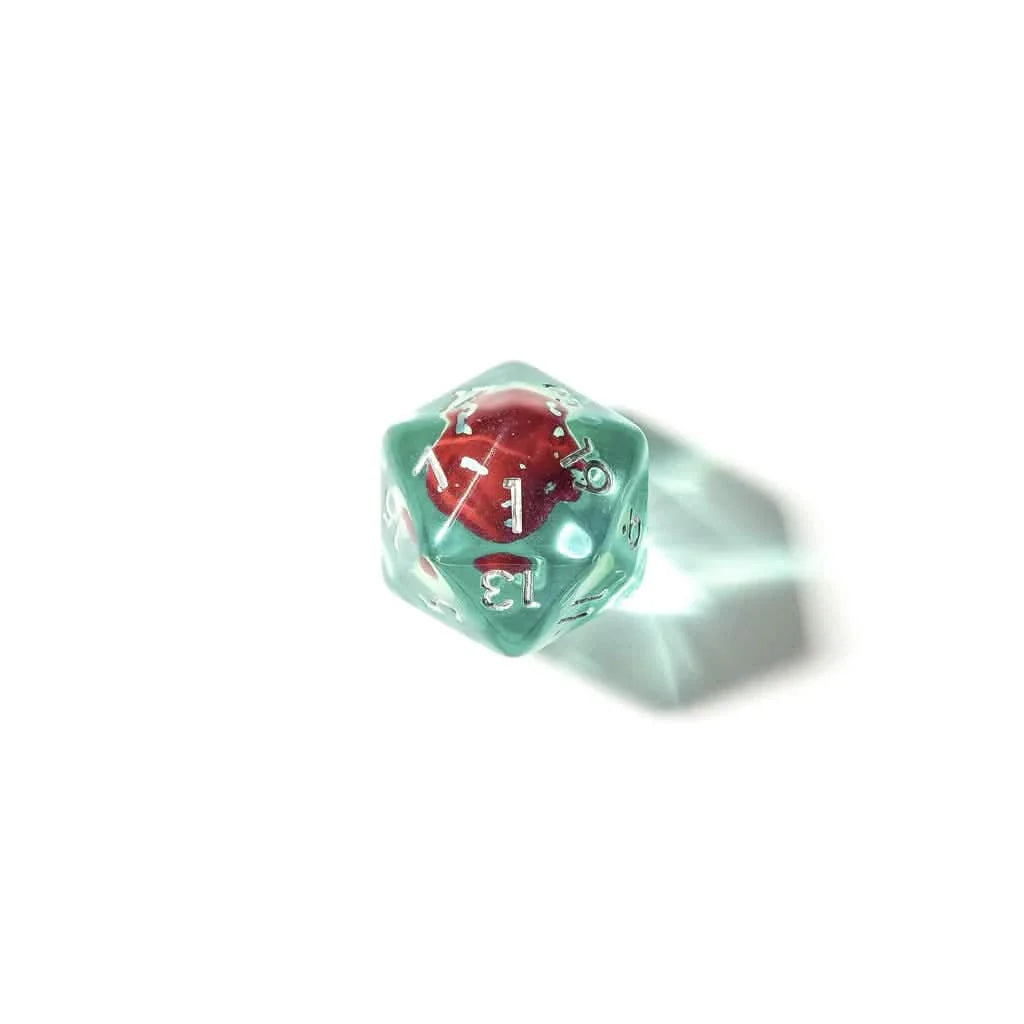 Red Mushies | Soft Edge Dice | Resin | 7 Piece Set