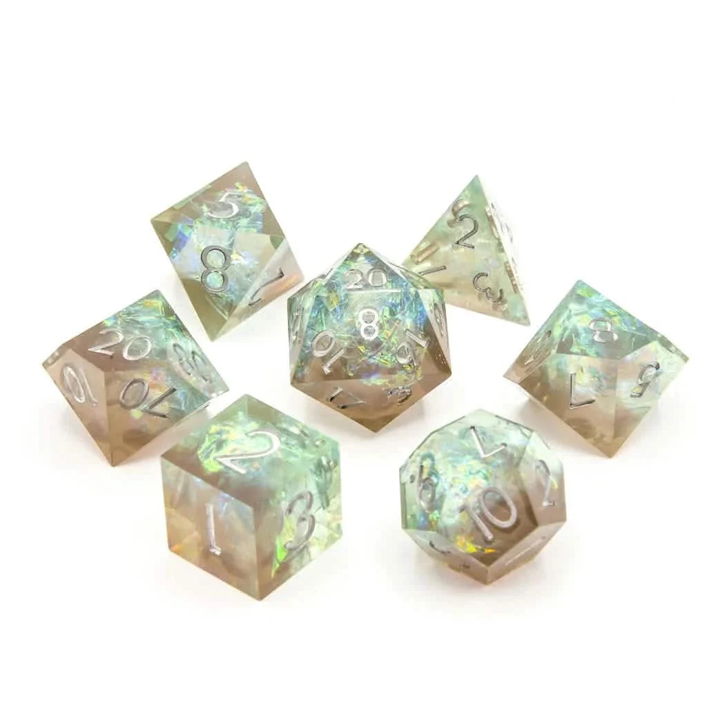 Sea Foam | Sharp Edge Dice | Resin | 7 Piece Set