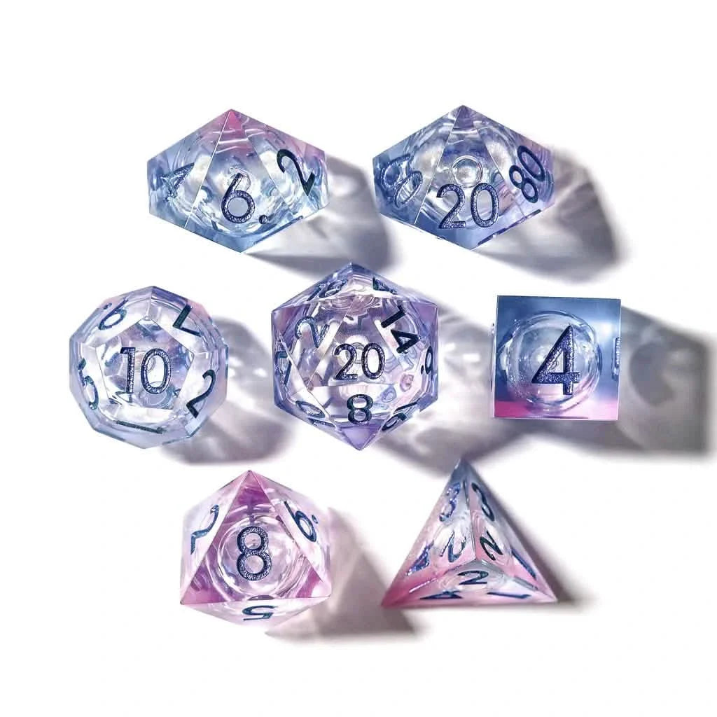 Seelie Fae | Liquid Core Dice | Resin | 7 Piece Set