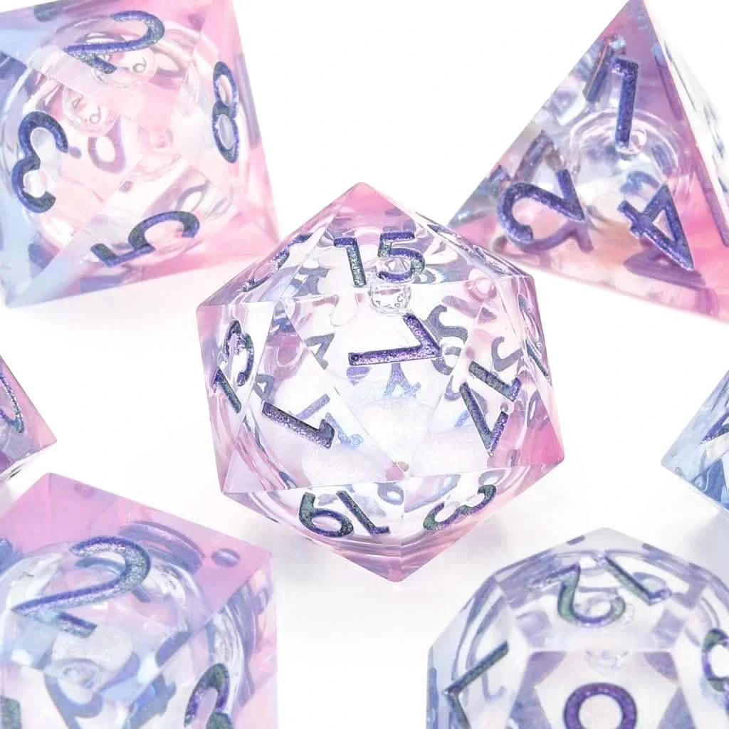 Seelie Fae | Liquid Core Dice | Resin | 7 Piece Set