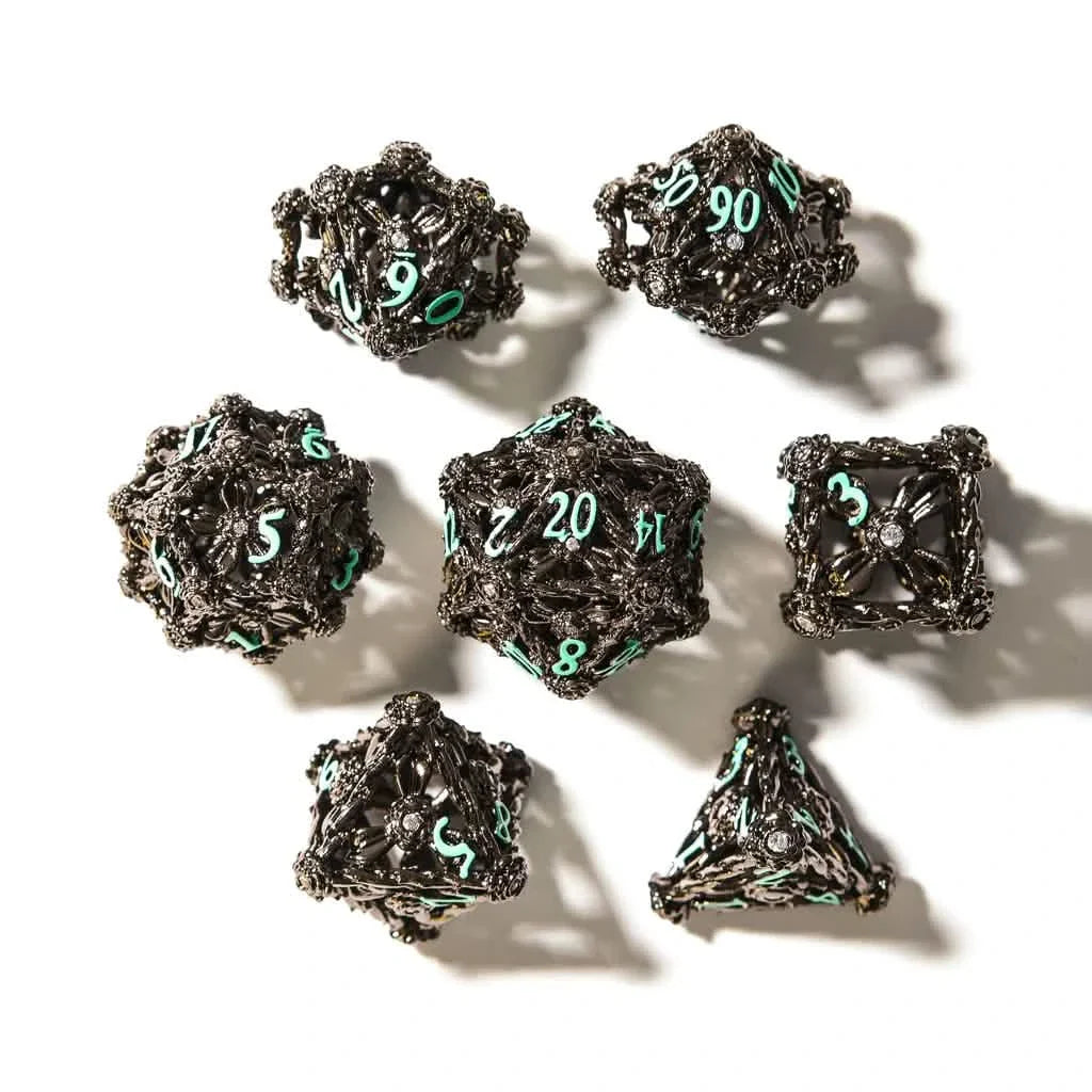 Nightbloom | Hollow Metal Dice | 7 Piece Set