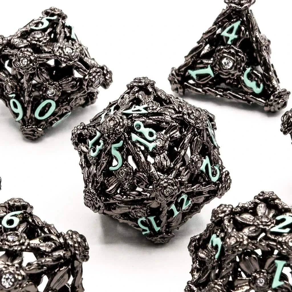 Nightbloom | Hollow Metal Dice | 7 Piece Set