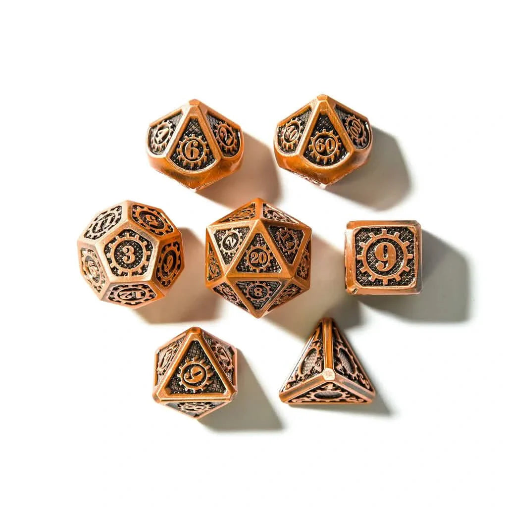 Aether Gear Gambit | Solid Metal Dice | 7 Piece Set
