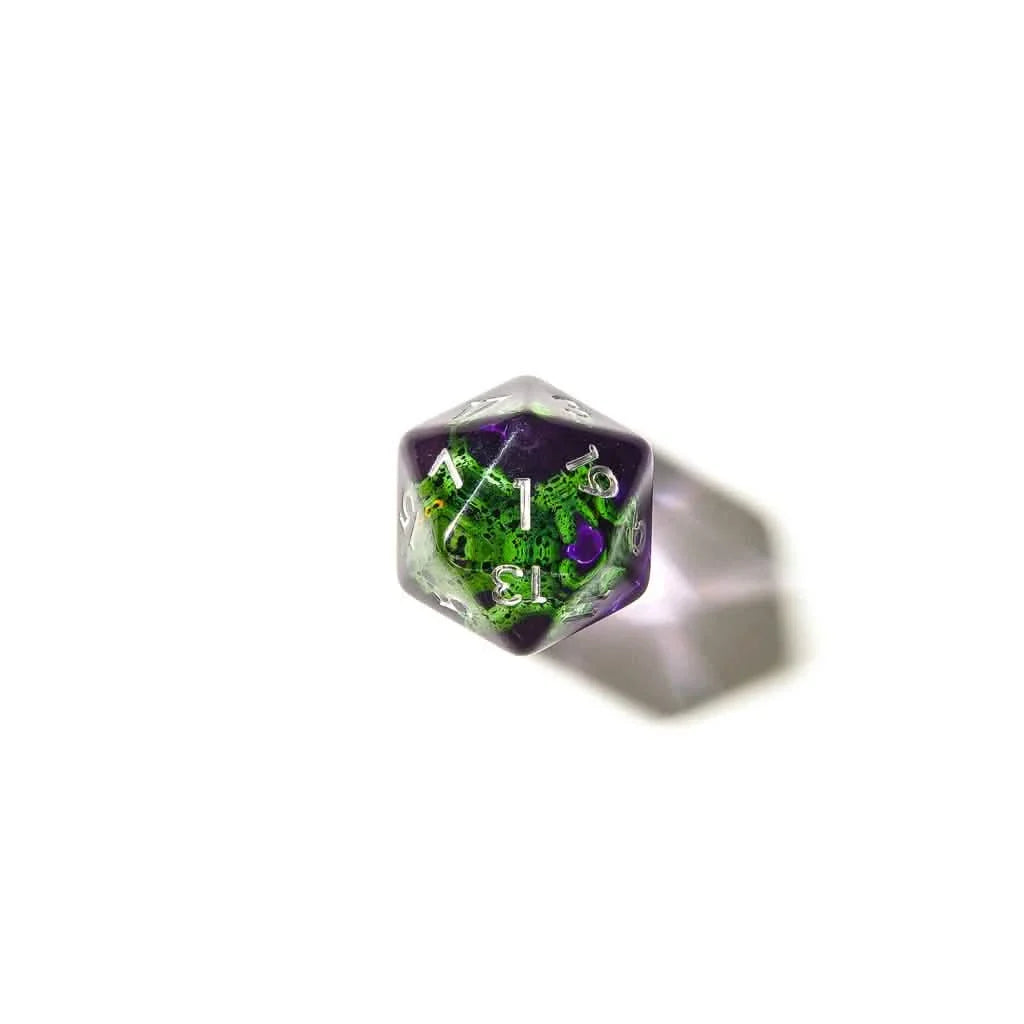 Green Frogs | Soft Edge Dice | Resin | 7 Piece Set