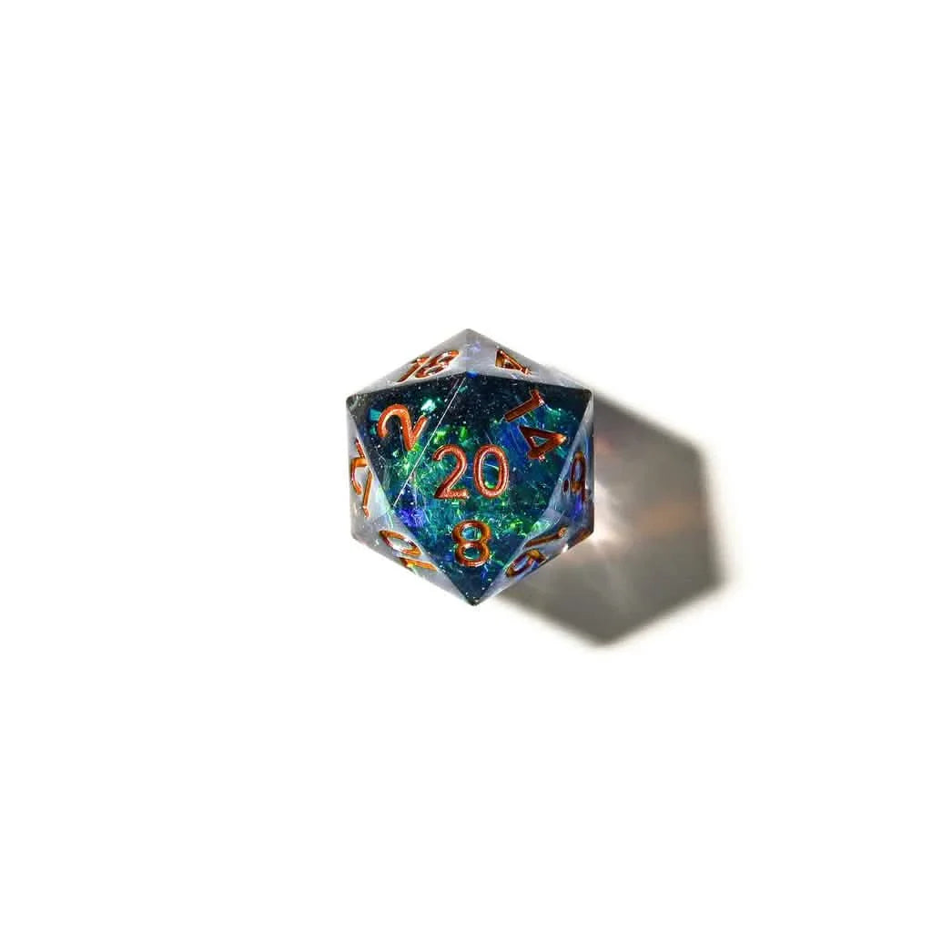 Cosmic Veil | Sharp Edge Dice | Resin | 7 Piece Set