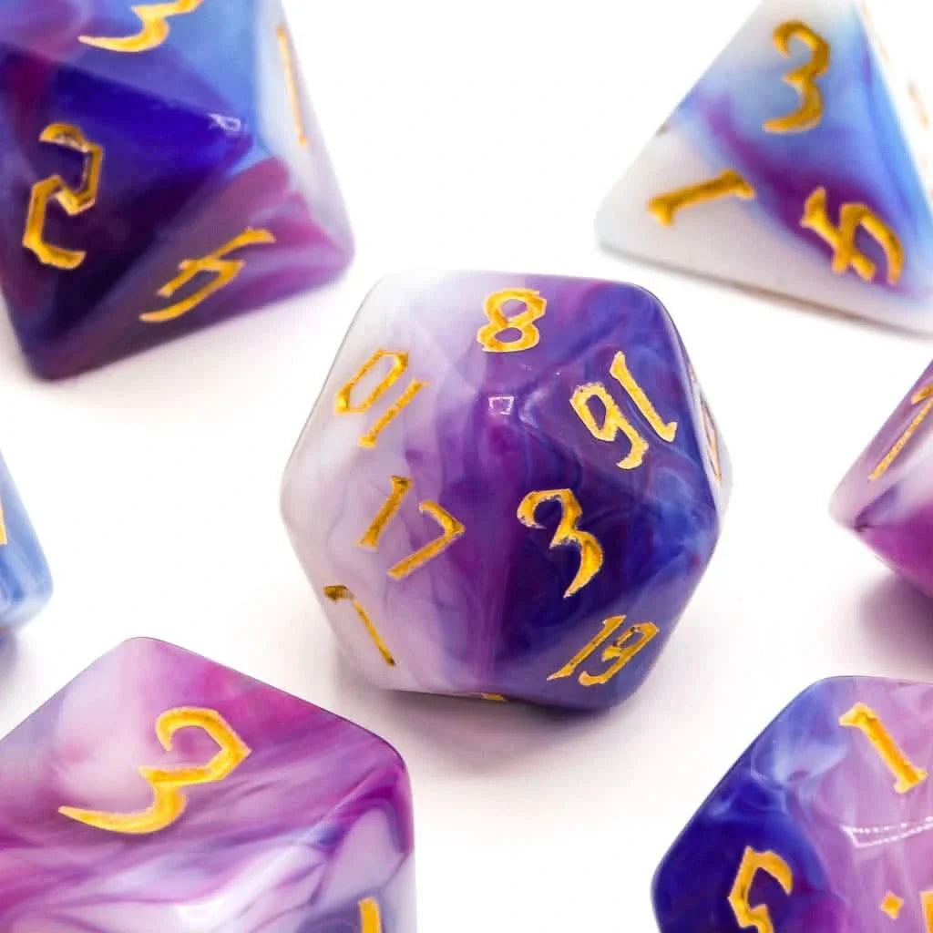 Ethereal Wave | Soft Edge Dice | Acrylic | 7 Piece Set