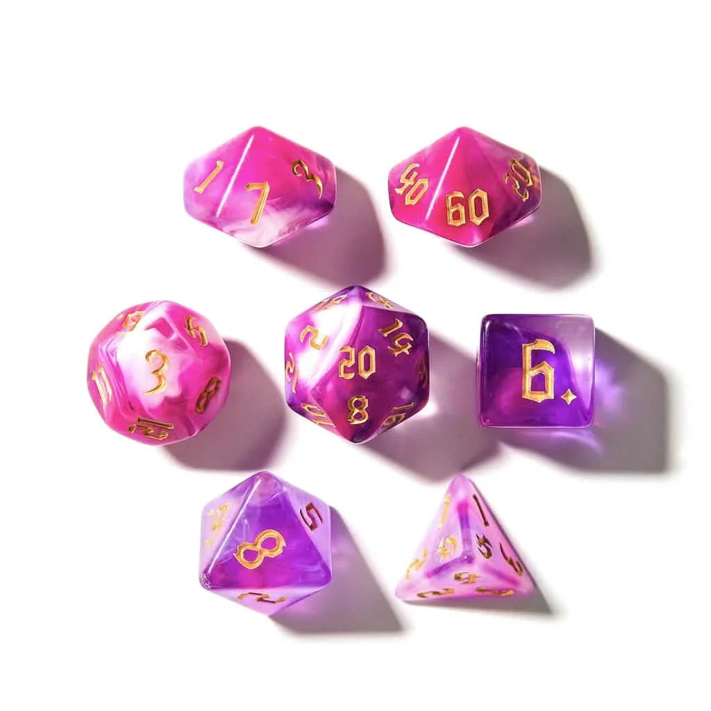 Sugarplum Swirl | Soft Edge Dice | Acrylic | 7 Piece Set