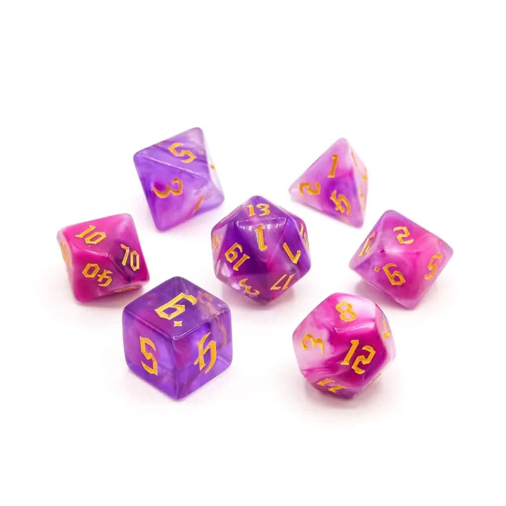 Sugarplum Swirl | Soft Edge Dice | Acrylic | 7 Piece Set