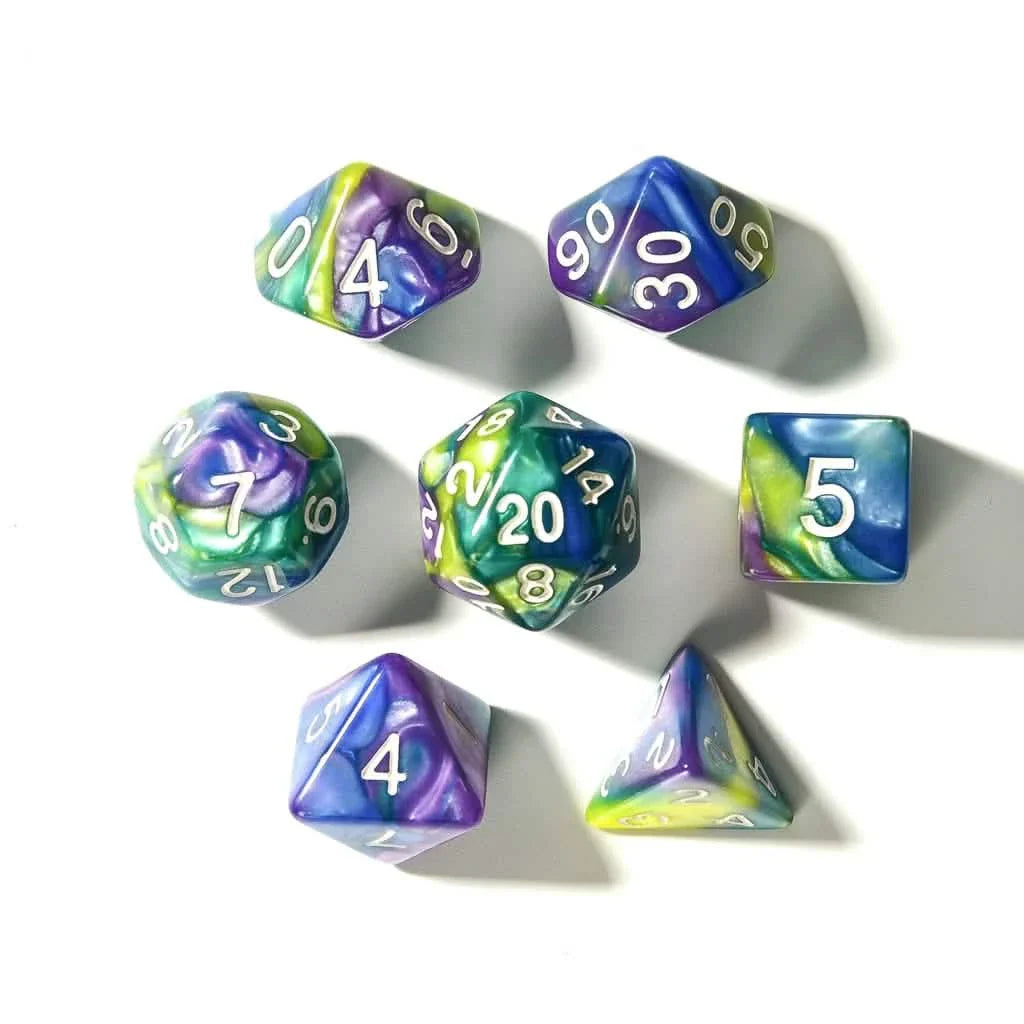 Lemonberry Swirl | Soft Edge Dice | Acrylic | 7 Piece Set