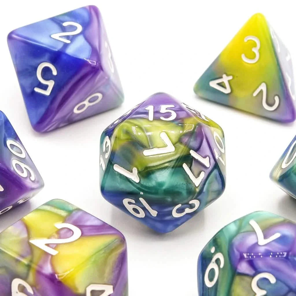 Lemonberry Swirl | Soft Edge Dice | Acrylic | 7 Piece Set