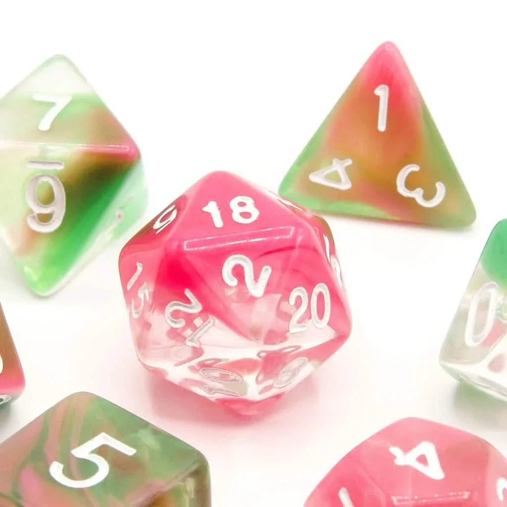 Watermelon Sugar | Soft Edge Dice | Acrylic | 7 Piece Set