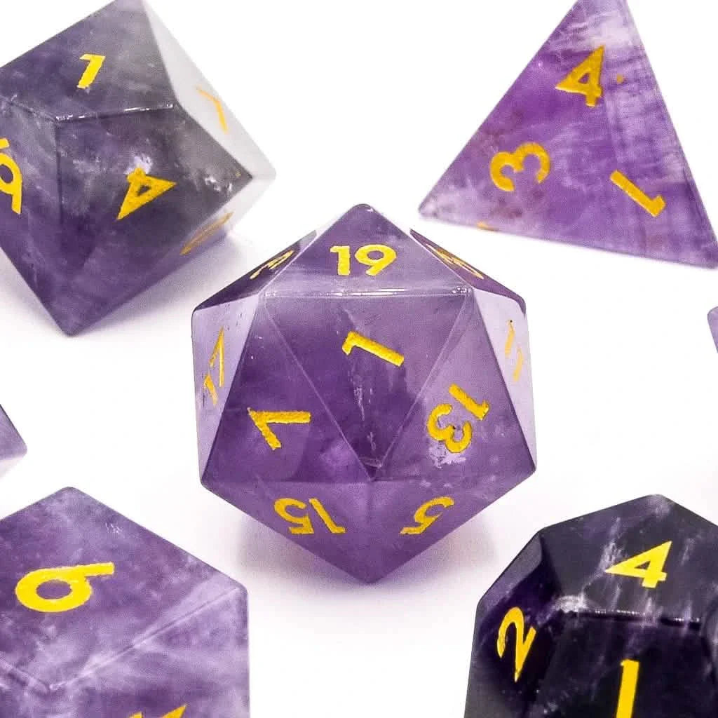 Amethyst | Gemstone Dice | 7 Piece Set