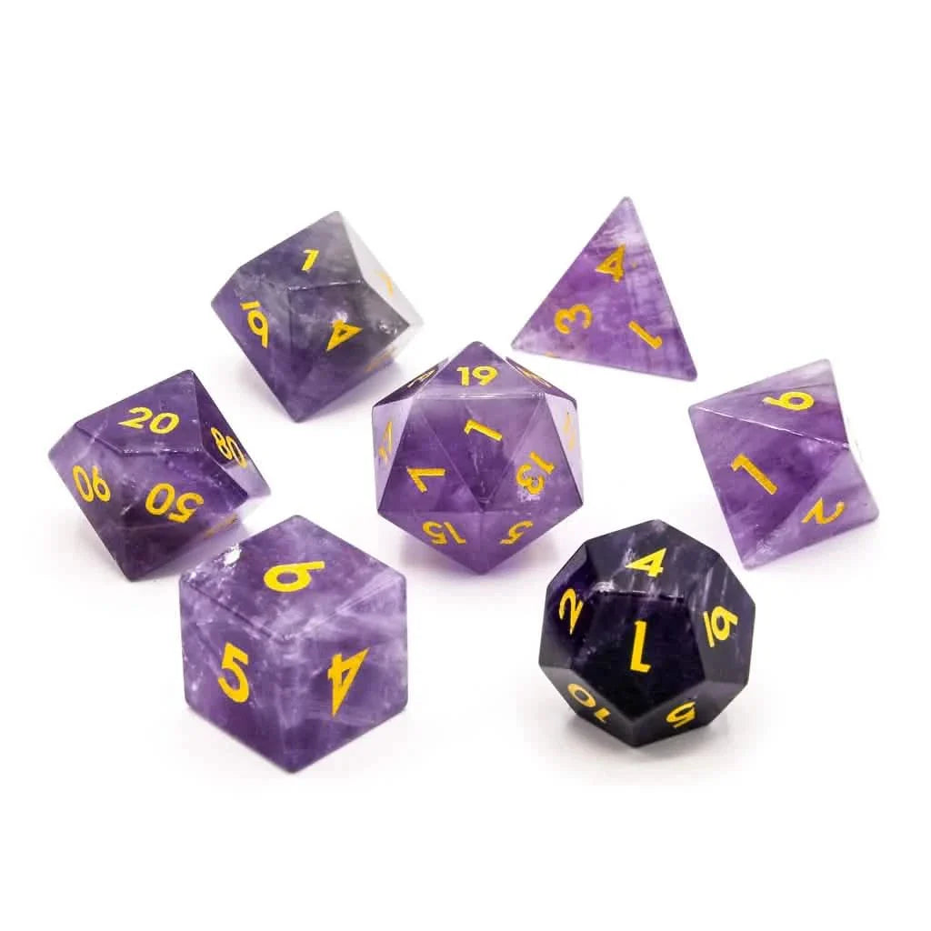 Amethyst | Gemstone Dice | 7 Piece Set