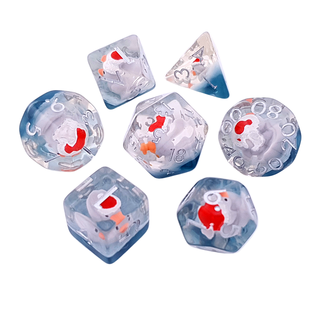 Santa Ducks | Soft Edge Dice | Resin | 7 Piece Set