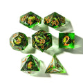 Eye of Emerald | Liquid Core Dice | Resin | 7 Piece Set
