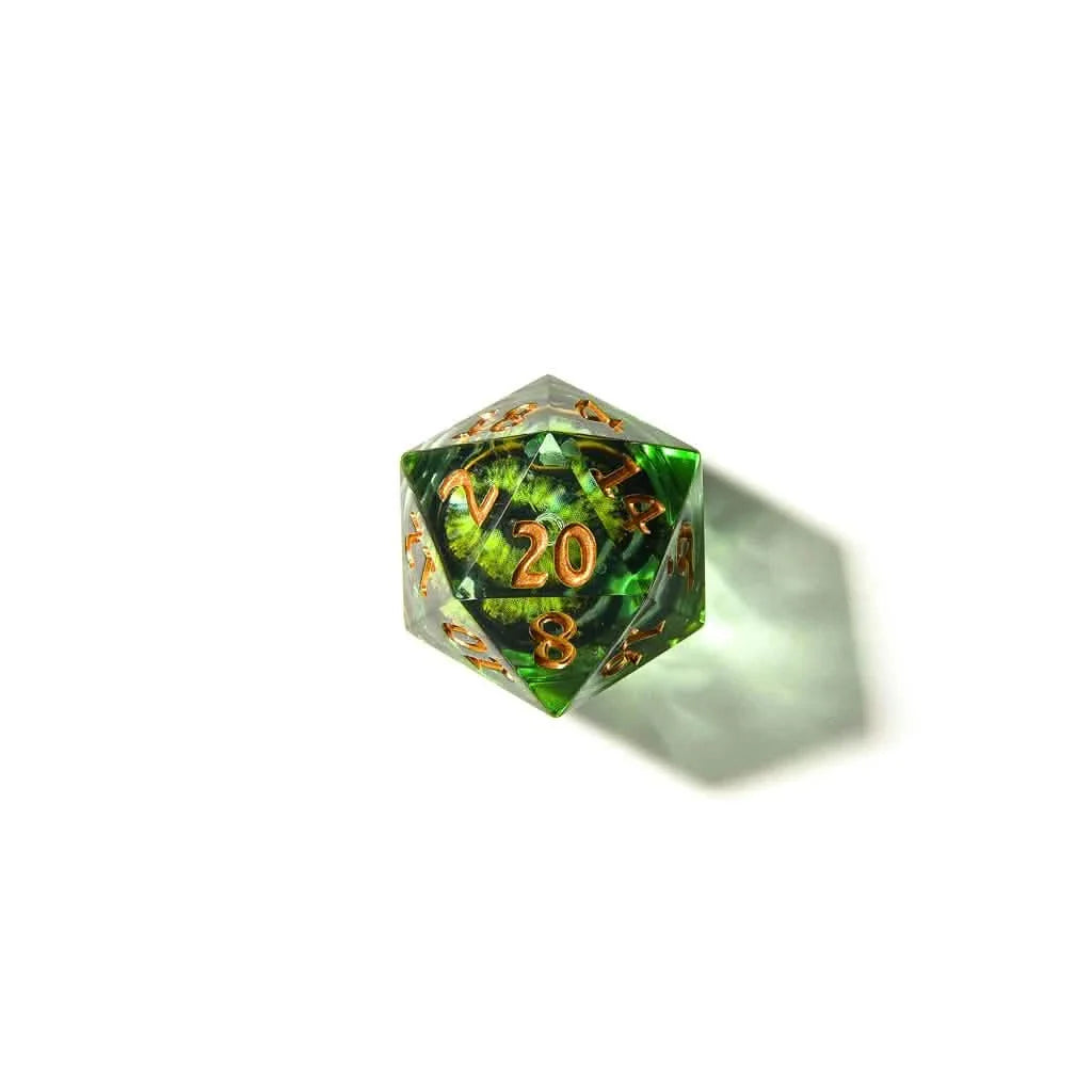 Eye of Emerald | Liquid Core Dice | Resin | 7 Piece Set