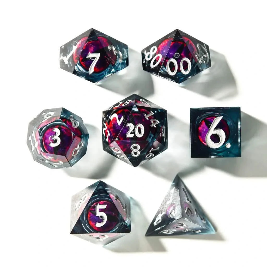 Eye of Anger | Liquid Core Dice | Resin | 7 Piece Set