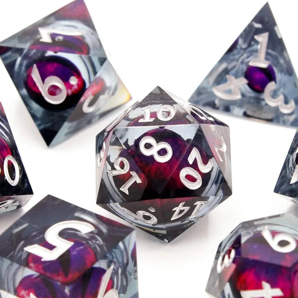 Eye of Anger | Liquid Core Dice | Resin | 7 Piece Set
