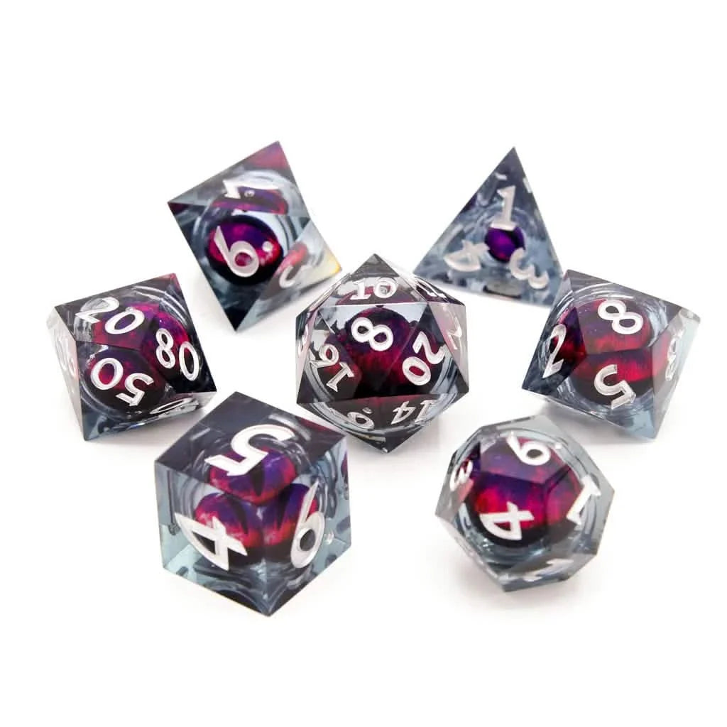 Eye of Anger | Liquid Core Dice | Resin | 7 Piece Set