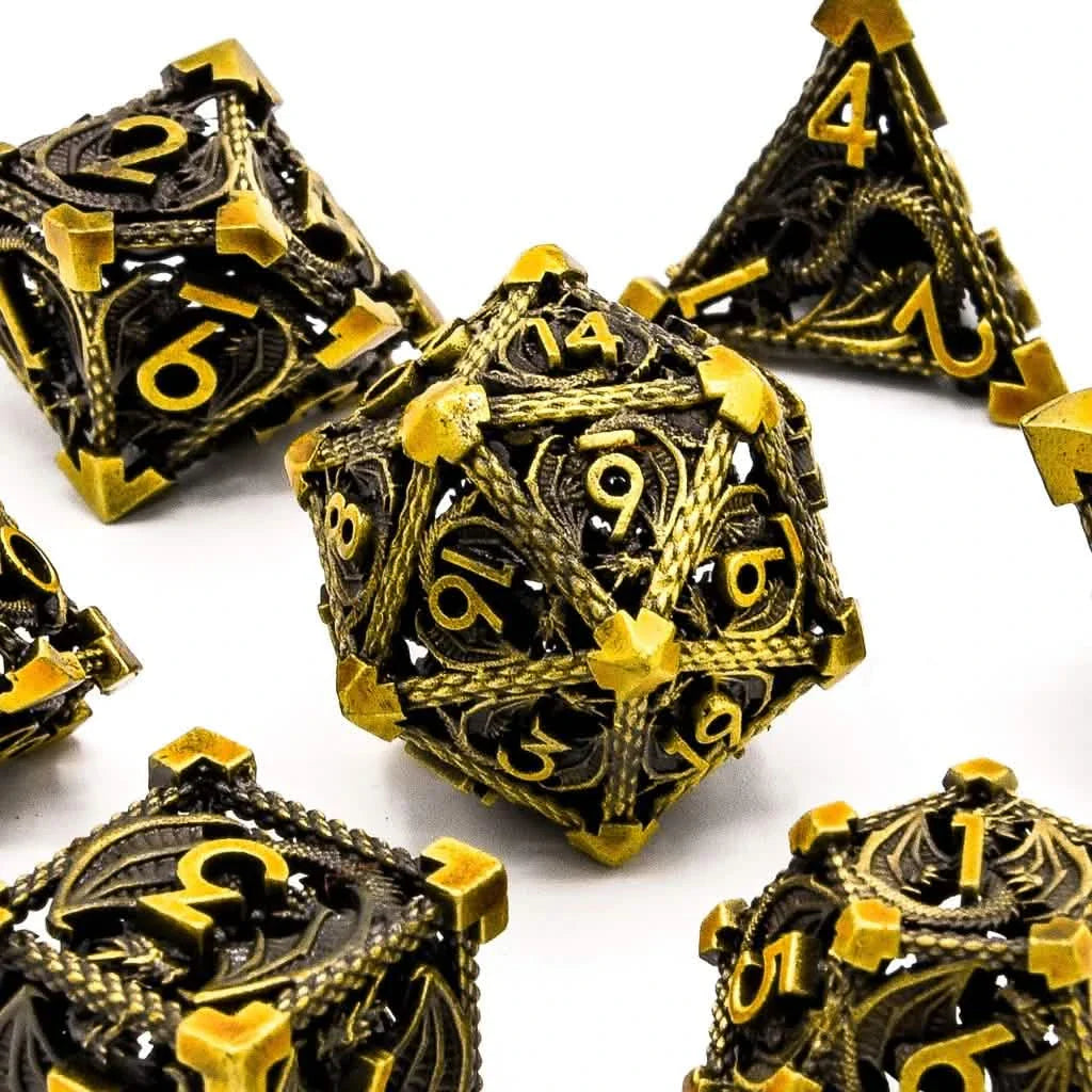 Draconic Prisoner | Hollow Metal Dice | 7 Piece Set
