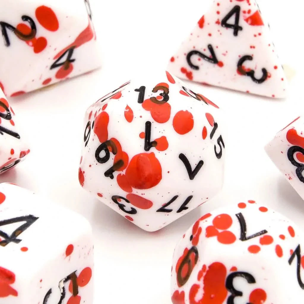 Blood Spatter | Soft Edge Dice | Acrylic | 7 Piece Set
