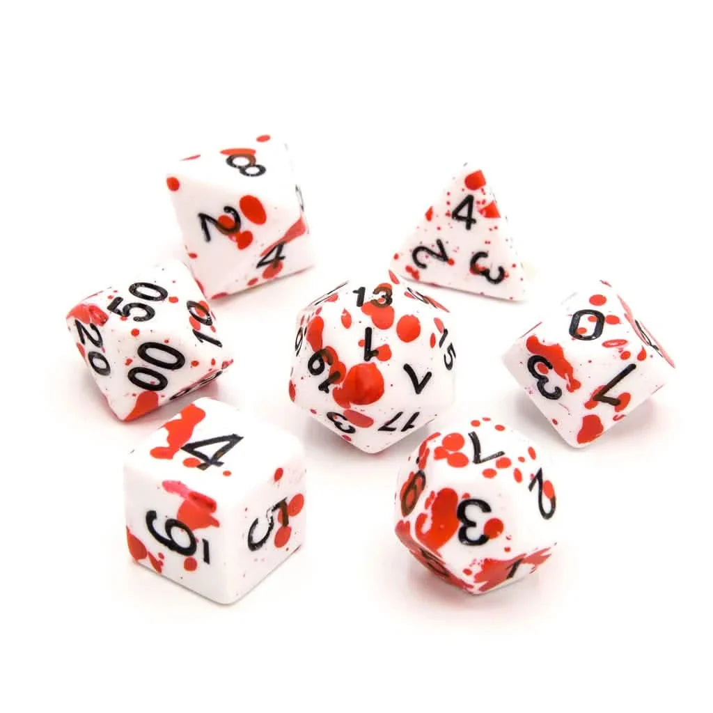Blood Spatter | Soft Edge Dice | Acrylic | 7 Piece Set