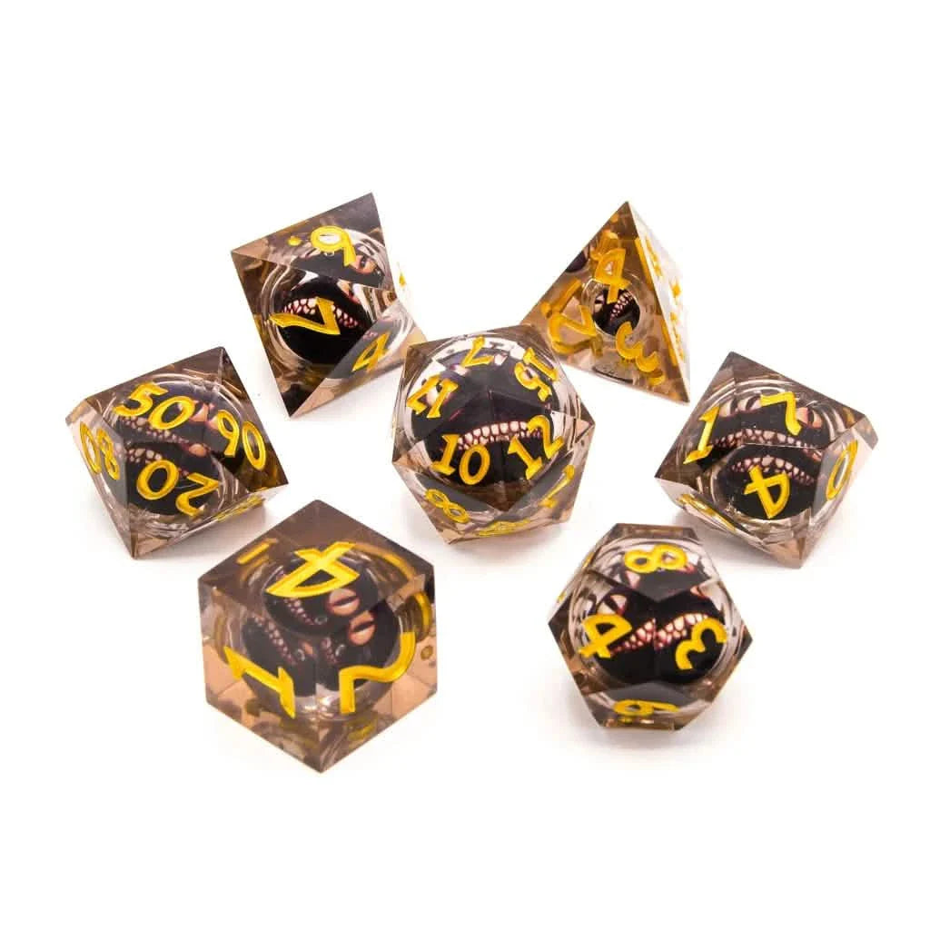 Dark Mischief | Liquid Core Dice | Resin | 7 Piece Set