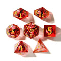 Eye of Fire | Liquid Core Dice | Resin | 7 Piece Set