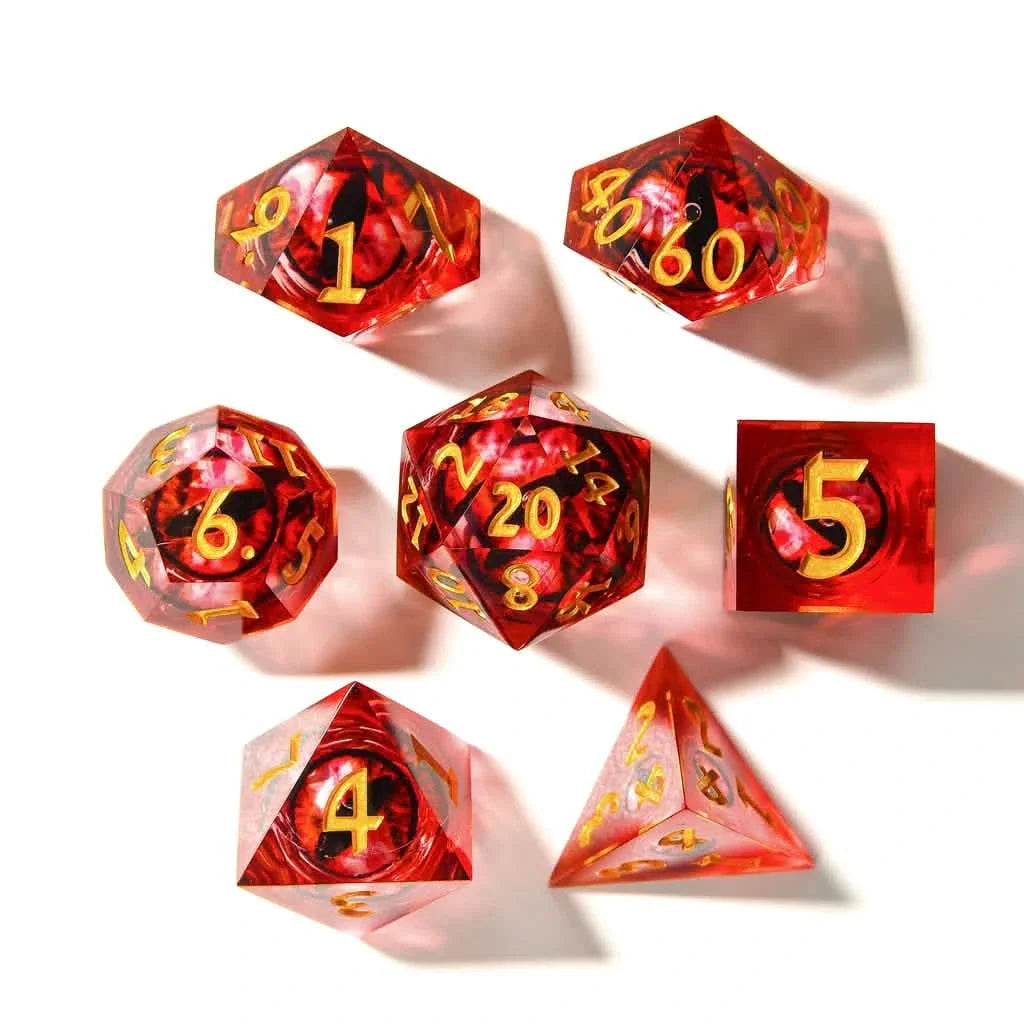 Eye of Fire | Liquid Core Dice | Resin | 7 Piece Set
