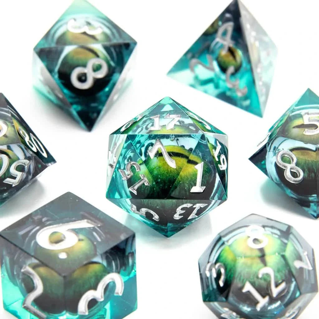 Eye of Dread | Liquid Core Dice | Resin | 7 Piece Set
