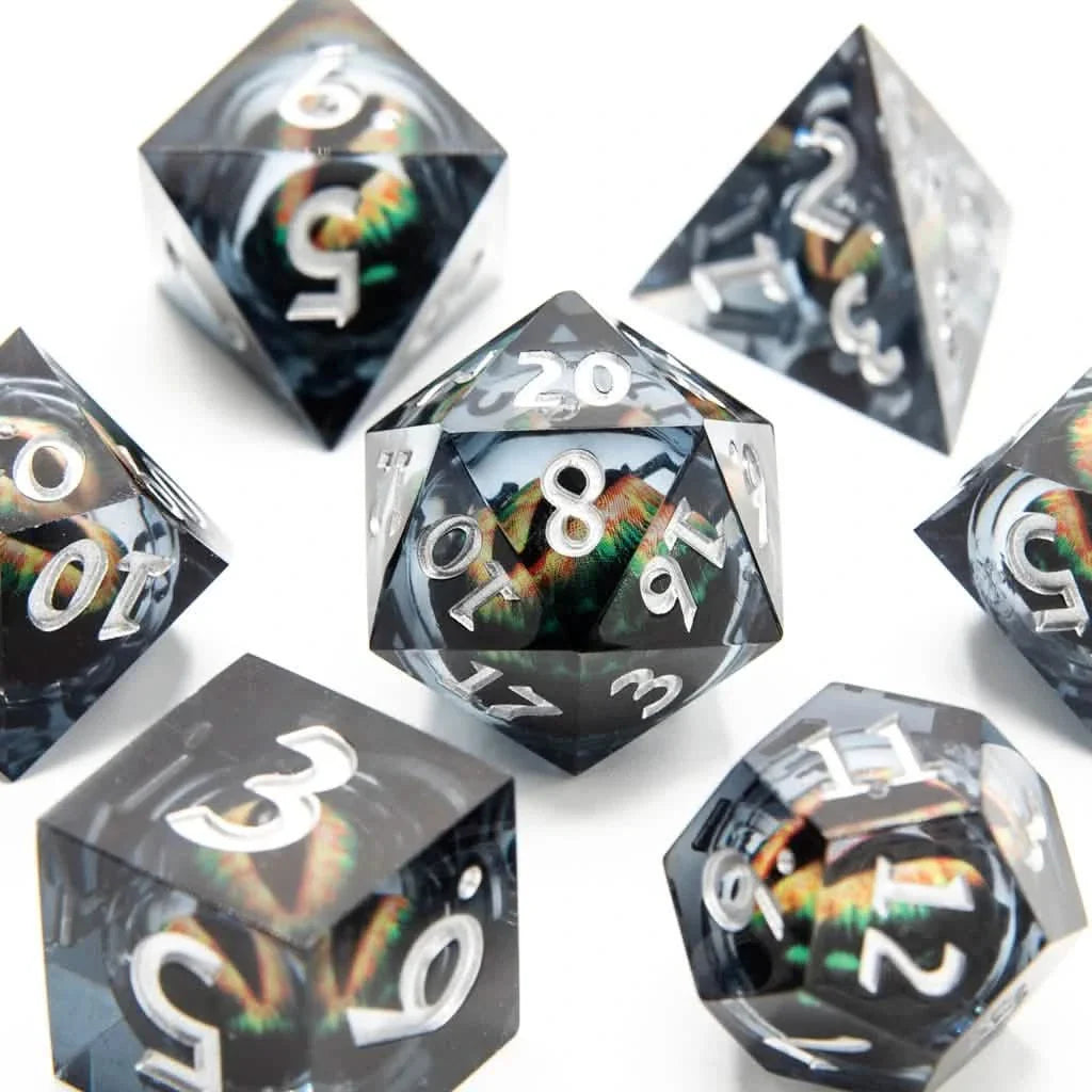 Eye of Venom | Liquid Core Dice | Resin | 7 Piece Set