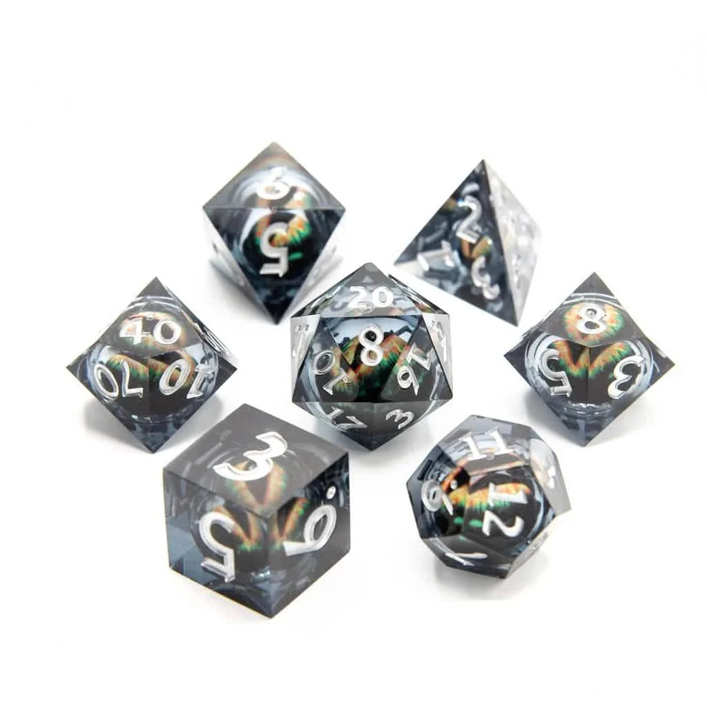 Eye of Venom | Liquid Core Dice | Resin | 7 Piece Set