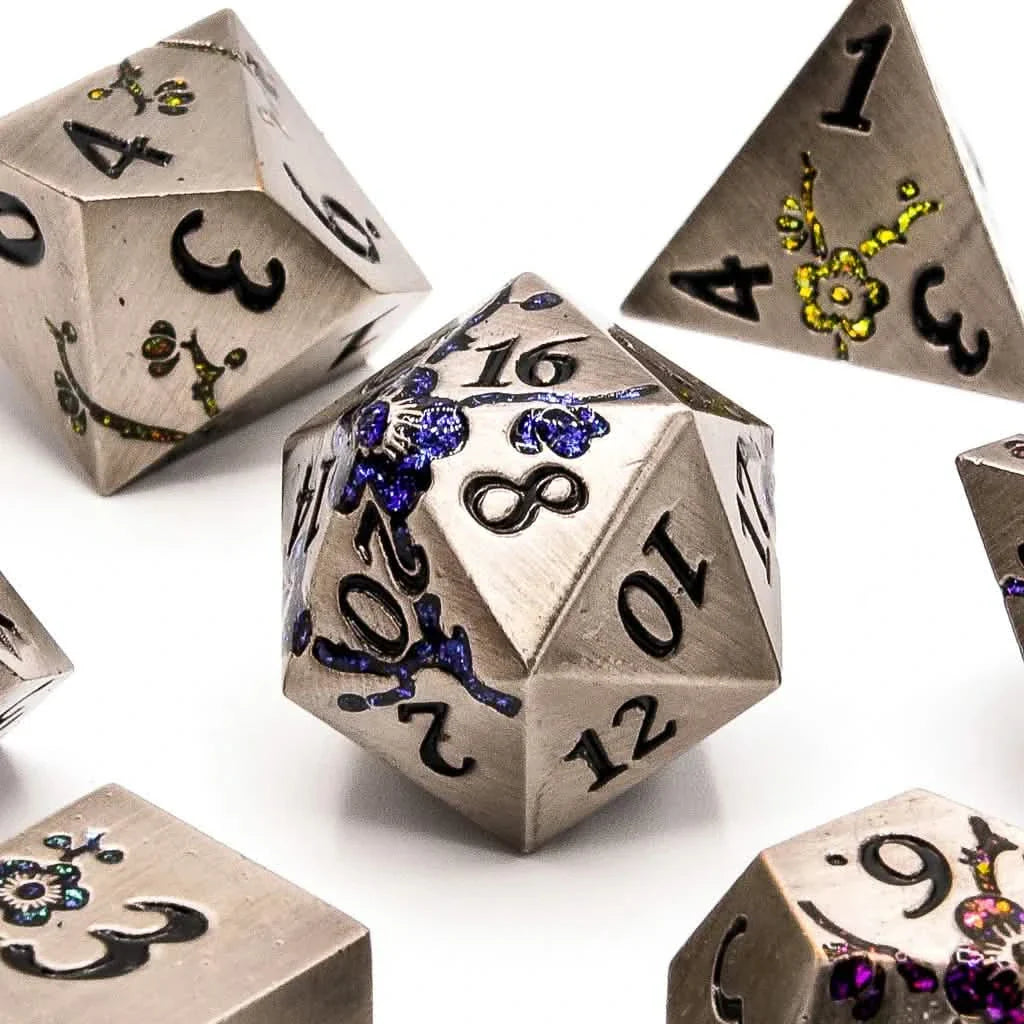 Iron Blossom | Solid Metal Dice | 7 Piece Set