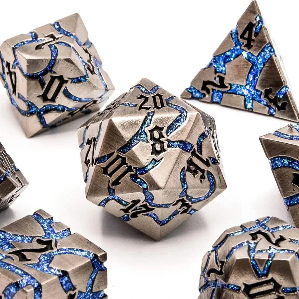 Frostmourne Steel | Solid Metal Dice | 7 Piece Set
