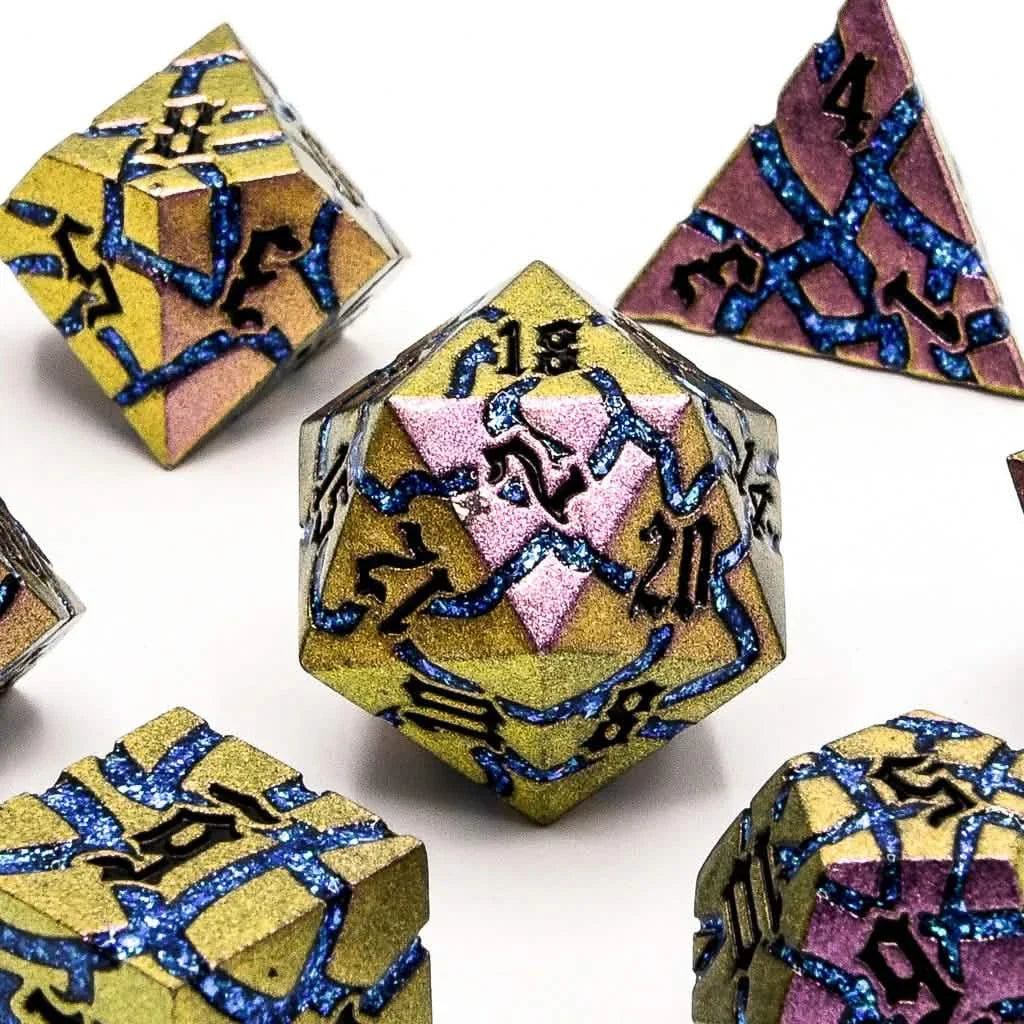 Mystic Steel | Solid Metal Dice | 7 Piece Set