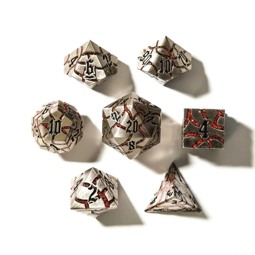 Infernal Steel | Solid Metal Dice | 7 Piece Set