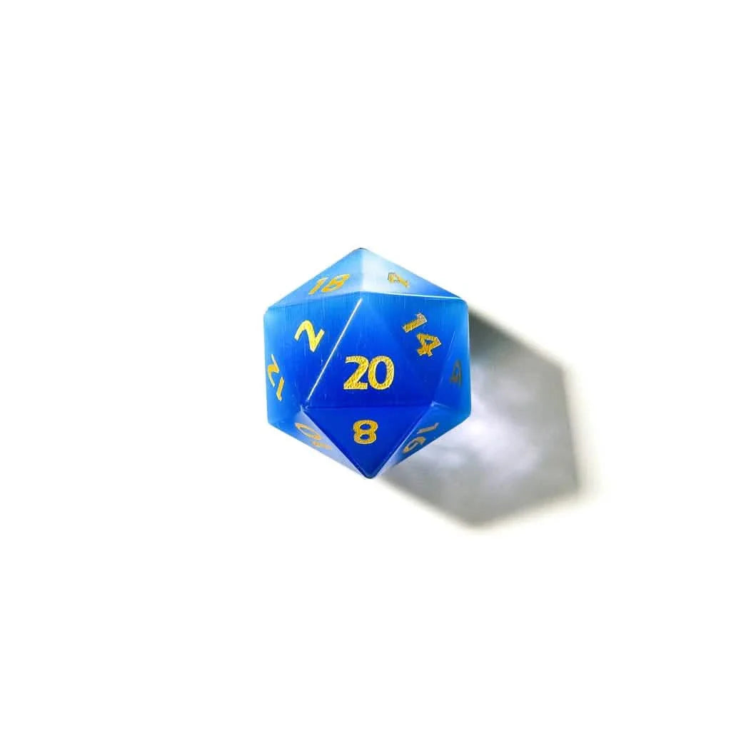 Blue Cats Eye | Gemstone Dice | 7 Piece Set