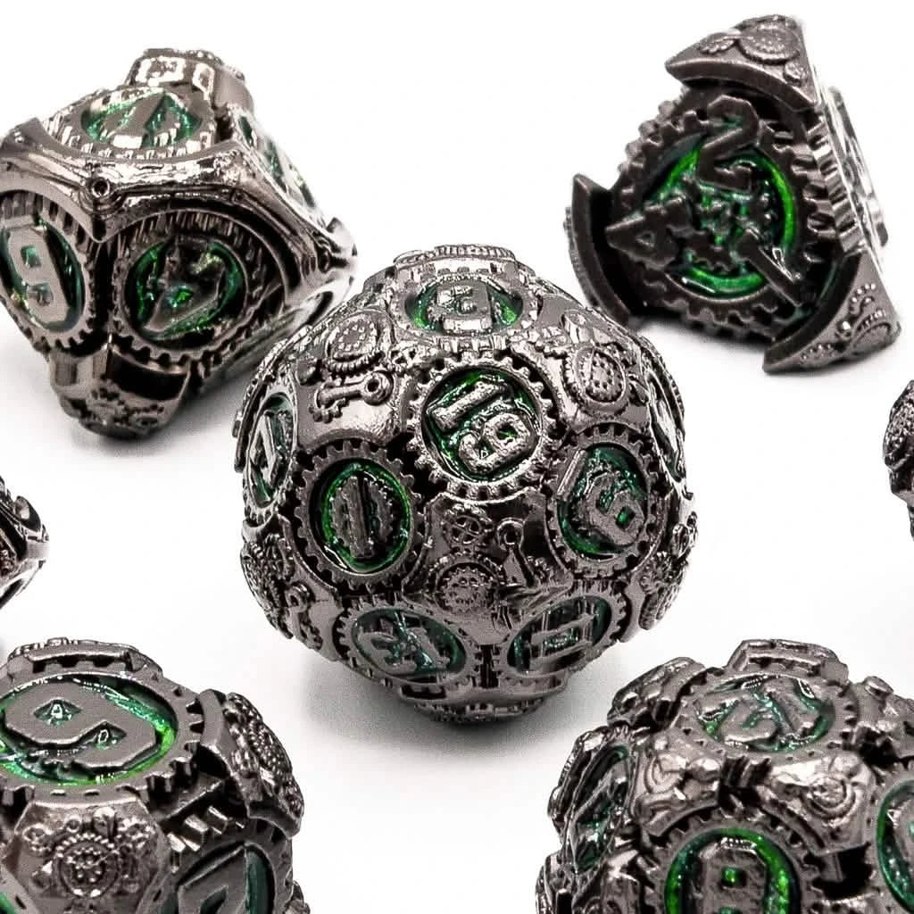 Nocturnal Contraptions | Solid Metal Dice | 7 Piece Set