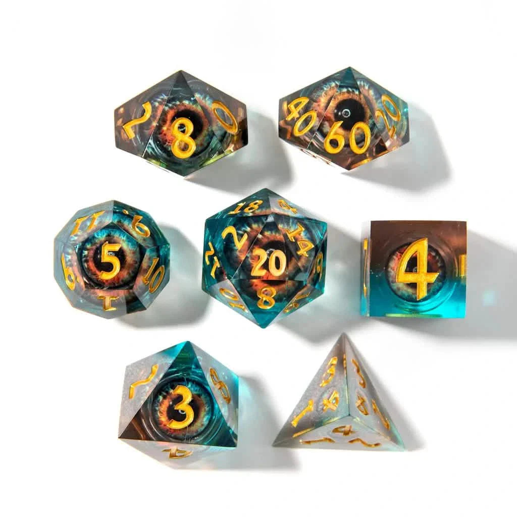 Eye of Malice | Liquid Core Dice | Resin | 7 Piece Set